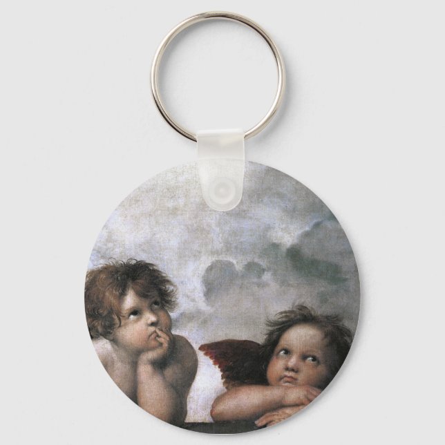 Two Angels, Raphael Vintage Fine Art Key Ring (Front)