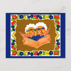 two angels singing postcard