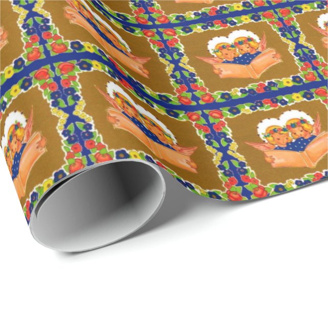 two angels singing wrapping paper (Roll Corner)