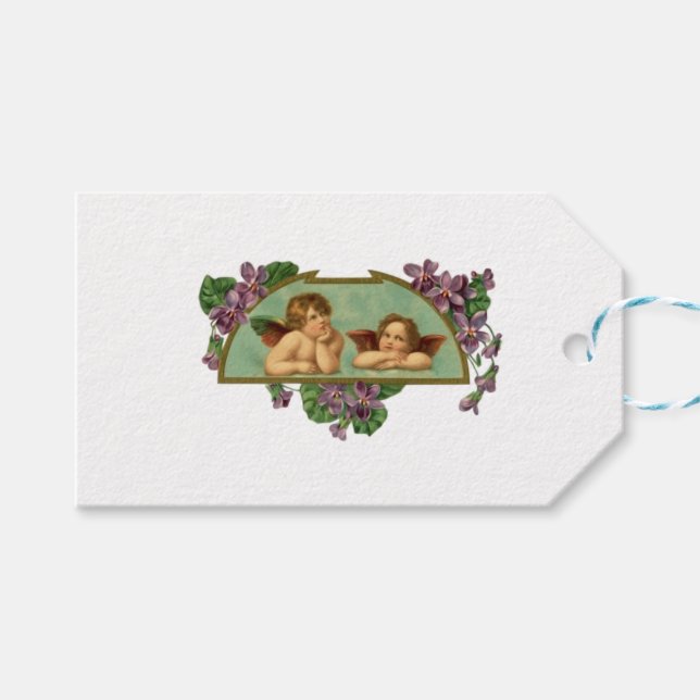 Two Angels Vintage Painting Gift Tags (Front (Horizontal))