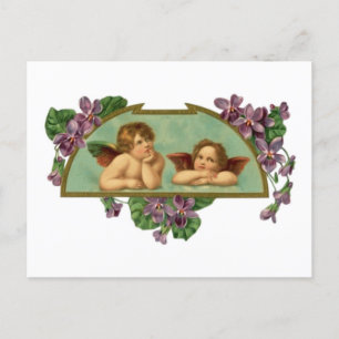 Two Angels Vintage Painting Postcard