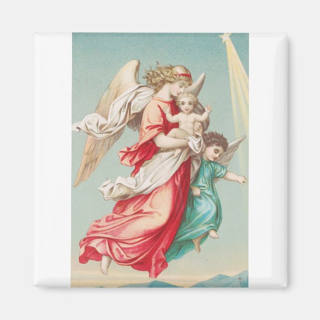 Two angels wear a small child magnet (Front)