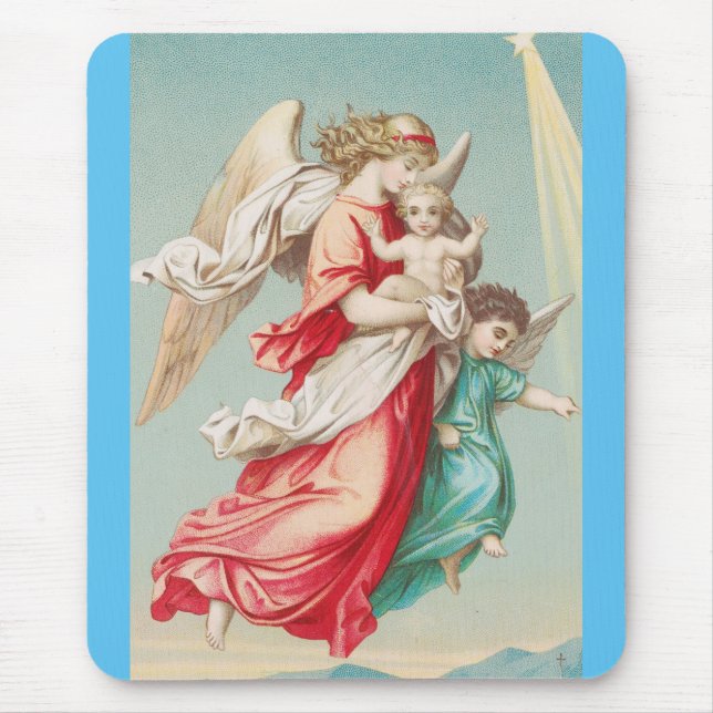 Two angels wear a small child mouse mat (Front)