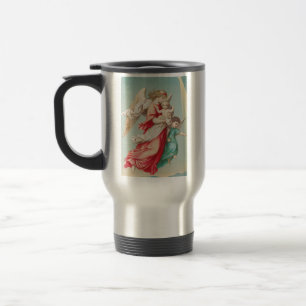 Two angels wear a small child travel mug