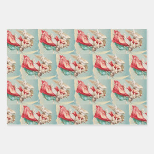 Two angels wear a small child wrapping paper sheet