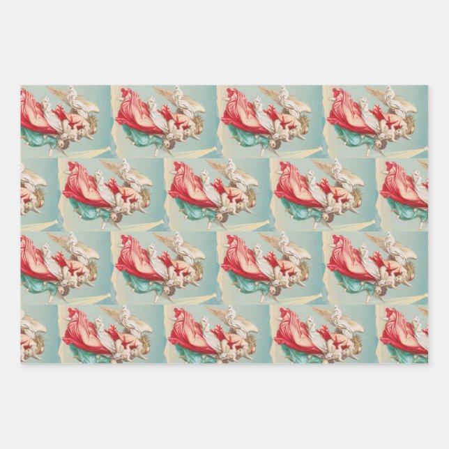 Two angels wear a small child wrapping paper sheet (Front)