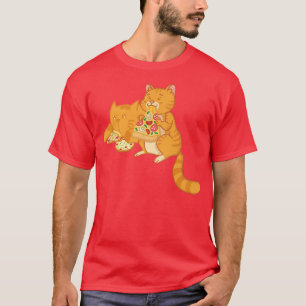 Two Anime Kawaii Cats s Enjoying Delicious Pizza T-Shirt