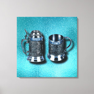 Two Anniversary Wedding Named Beer Mugs Steins Canvas Print