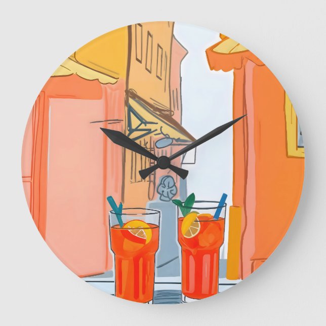 Two Aperols Please! Large Clock (Front)
