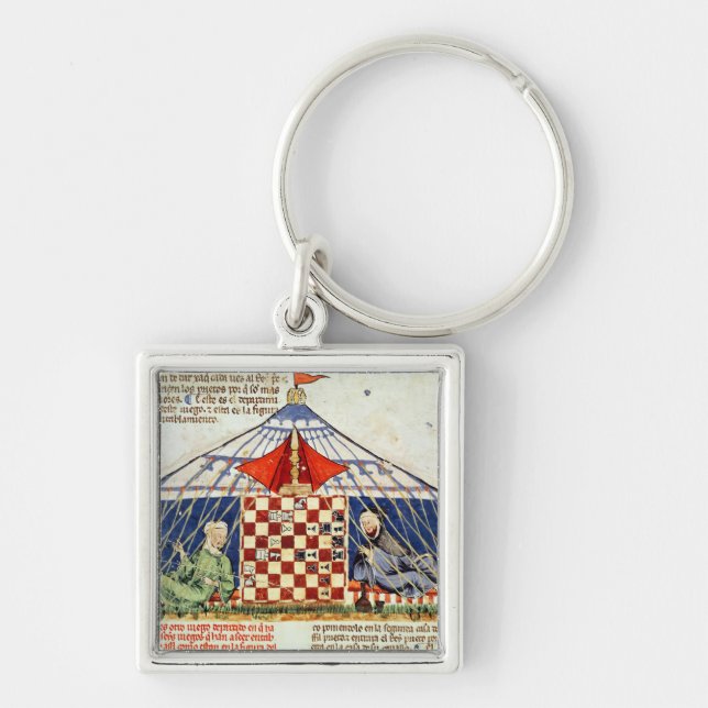 Two arabs playing chess in a tent key ring (Front)