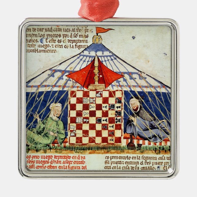 Two arabs playing chess in a tent metal tree decoration (Front)