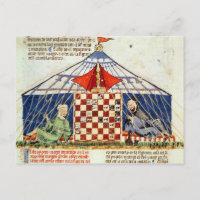 Two arabs playing chess in a tent