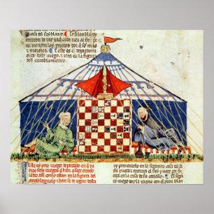 Two arabs playing chess in a tent poster