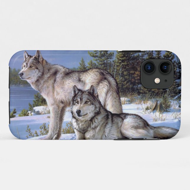 Two arctic wolves painting Case-Mate iPhone case (Back (Horizontal))