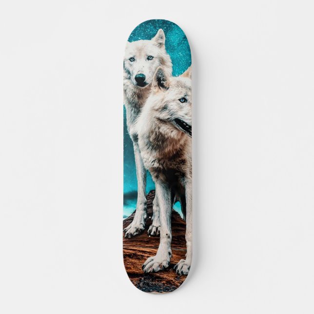 Two Arctic Wolves Skateboard (Front)