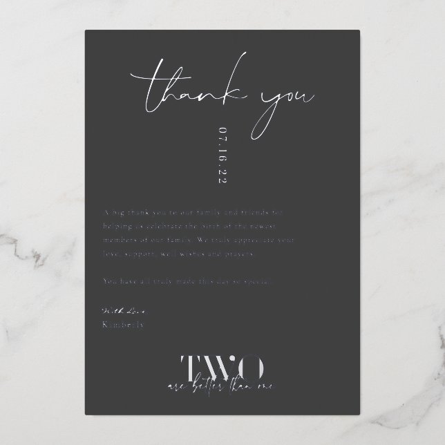 Two Are Better Than One | Baby Shower Thank You (Front)