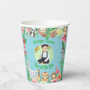Two at the Zoo Jungle Safari Photo Birthday  Paper Cups