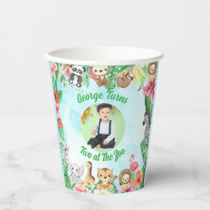Two at the Zoo Jungle Safari Photo Birthday  Paper Cups