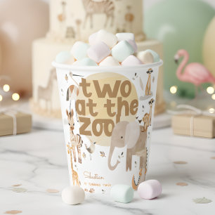 Two at the zoo safari animals kids birthday paper cups