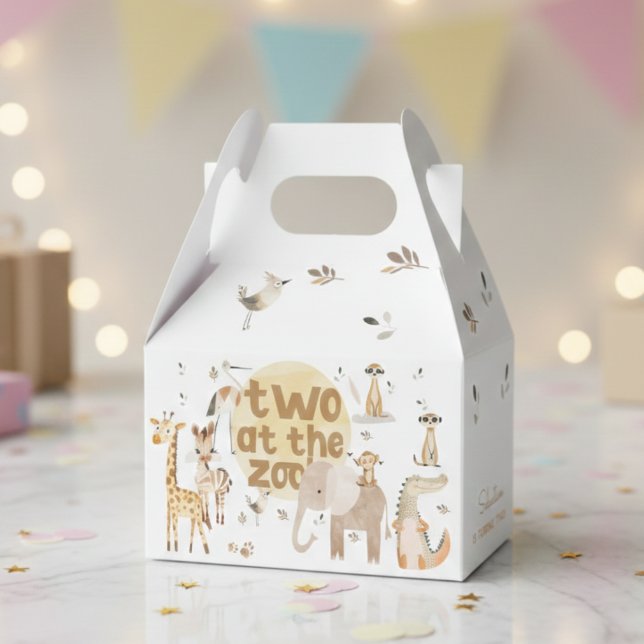 Two at the zoo safari animals second kids birthday favour box (Creator Uploaded)