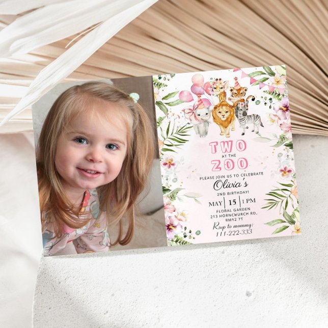 Two at the zoo safari birthday invitation (Creator Uploaded)