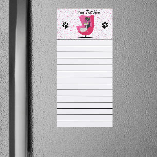 Two Atomic Cats in Vintage Pink Chair Paw Prints Magnetic Notepad