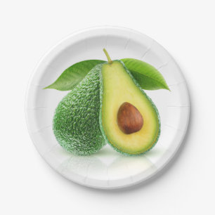 Two avocados paper plate