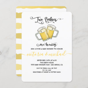 Two babies are Brewing Baby Shower Invitations