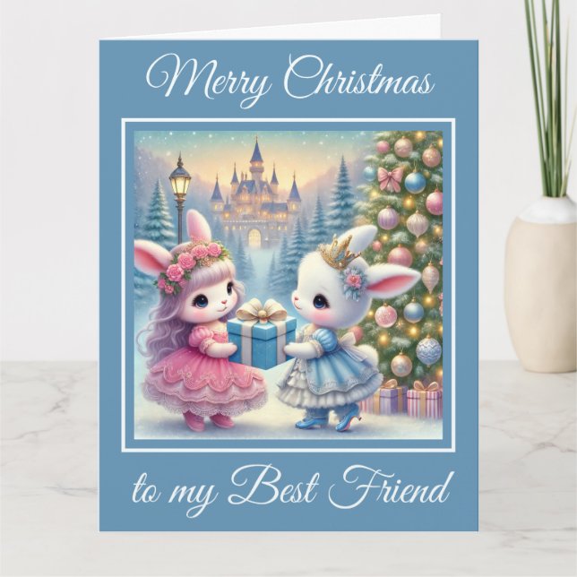 Two Baby Bunnies Best Friends Christmas Card (Front)