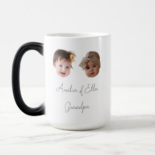 Two baby face photo gift  Grandchild father's day  Magic Mug