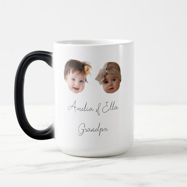 Two baby face photo gift  Grandchild father's day  Magic Mug (Left)