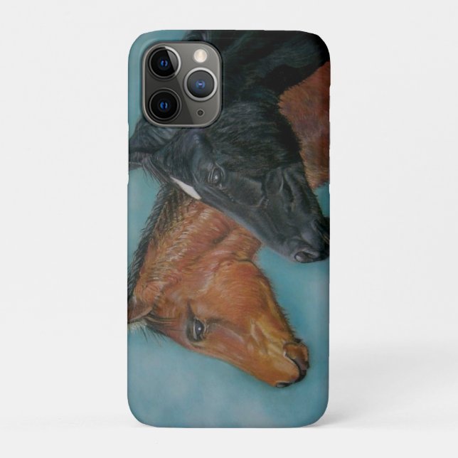 Two baby horses black foal chestnut foal portrait Case-Mate iPhone case (Back)