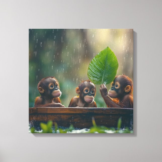 Two Baby Orangutans  Canvas Print (Front)