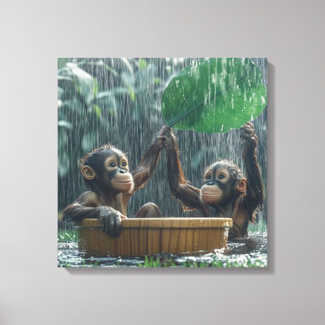 Two Baby Orangutans  Canvas Print (Front)