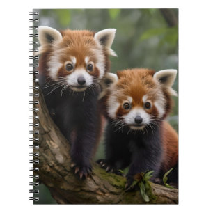 Two Baby Red Panda Bears In A Tree, Notebook