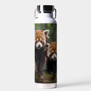 Two Baby Red Panda Bears In A Tree, Water Bottle