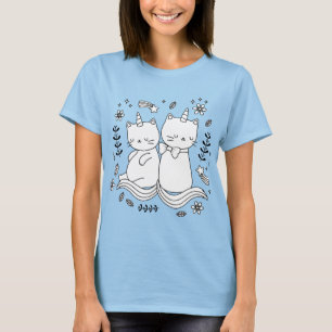 Two Baby Unicorn Kitties Cute Cat Unicorn Mom Gift T-Shirt