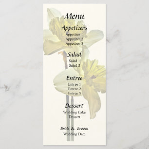 Two Backlit Daffodils Wedding Menu