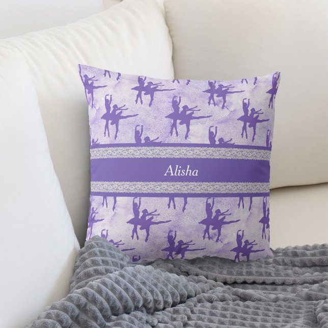 Two Ballerinas Lavender Personalised Cushion (Creator Uploaded)