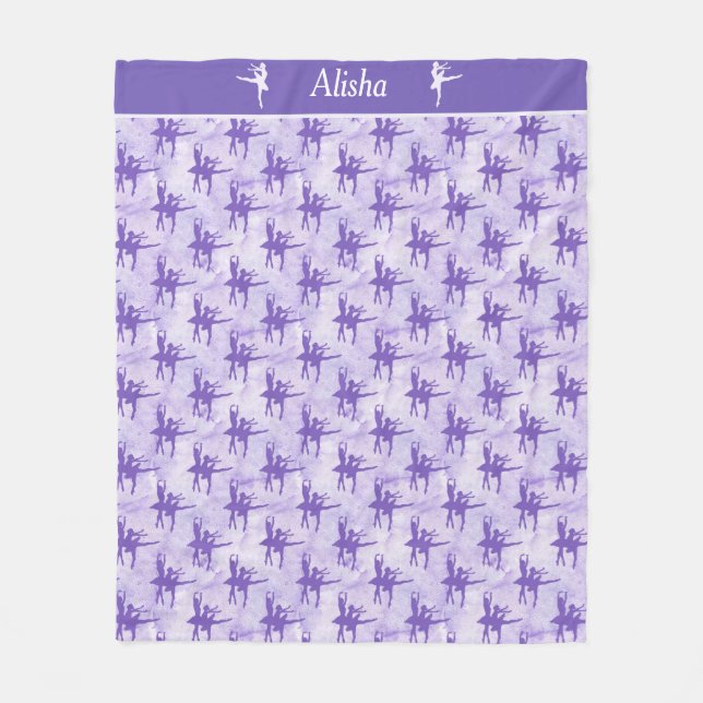 Two Ballerinas Lavender Personalised Fleece Blanket (Front)