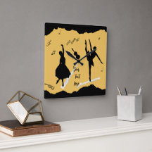 Two Ballet Dancers and Music on Golden Beige Colou