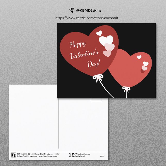Two Balloon Hearts Happy Valentine's Day Card (Two Balloon Hearts Happy Valentine's Day Card, Small Business Promotion)