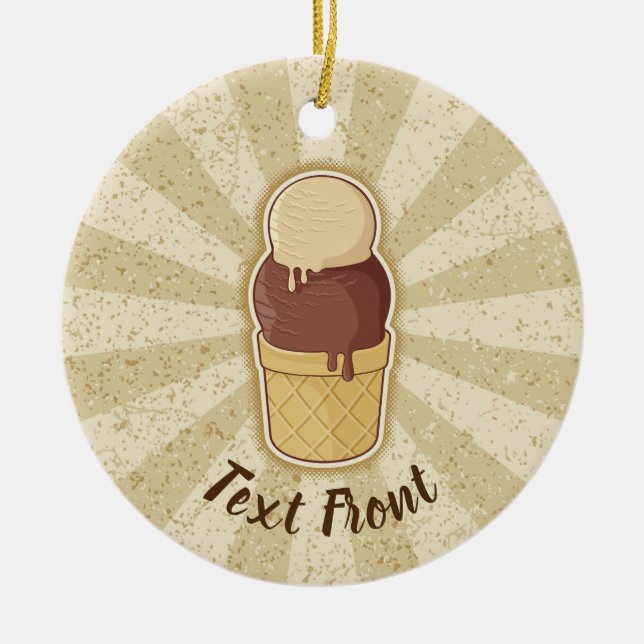 Two Balls Ice Cream Cup Ceramic Tree Decoration (Front)