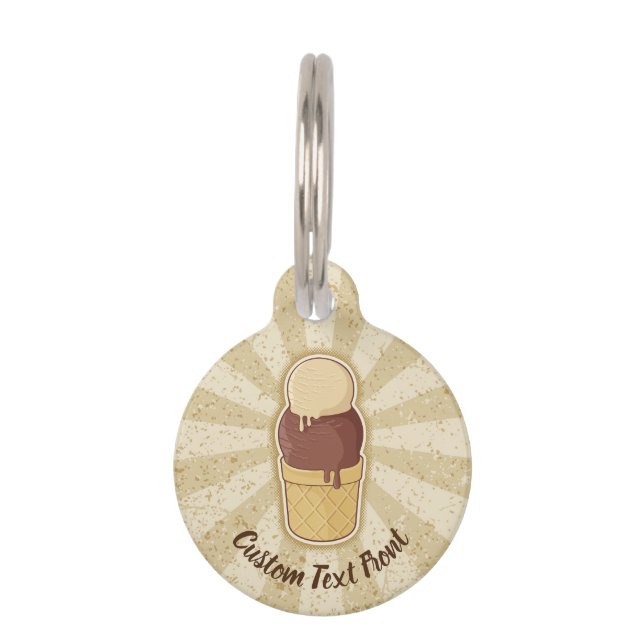 Two Balls Ice Cream Cup Pet Tag (Front)
