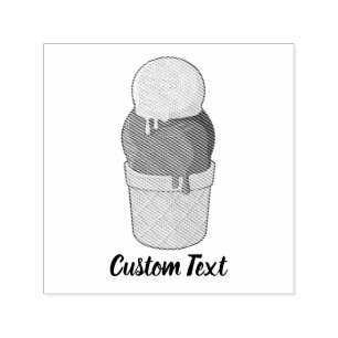 Two Balls Ice Cream Cup Self-inking Stamp