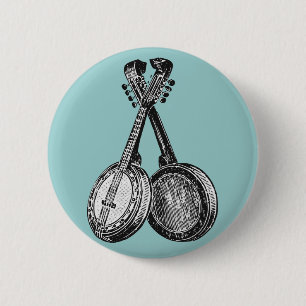 Two Banjos 6 Cm Round Badge