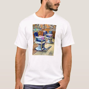 Two Barber Chairs With Pink Striped Barber Capes T-Shirt