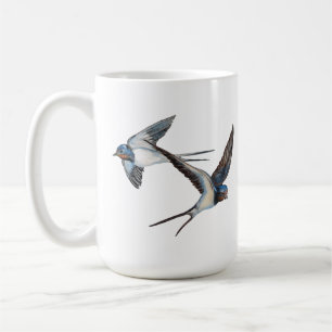 Two Barn Swallows Flying High in the Blue Sky Coffee Mug