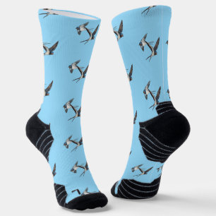 Two Barn Swallows Flying High-Performance Athletic Socks