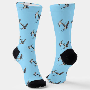 Two Barn Swallows Flying Sustainable Premium Crew Socks
